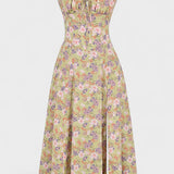 Carolina - Vestido Floral com Corpete Ajustado