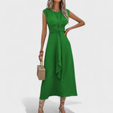 Emília - Vestido maxi elegante sem mangas e gola redonda