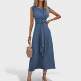 Emília - Vestido maxi elegante sem mangas e gola redonda