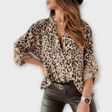 Luísa - Blusa Moderna Com Padrão de Leopardo