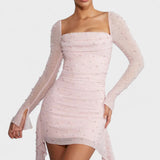 Sónia - Vestido Mini com Brilho e Decote