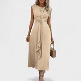 Emília - Vestido maxi elegante sem mangas e gola redonda