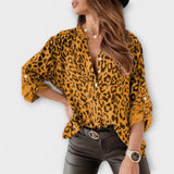 Luísa - Blusa Moderna Com Padrão de Leopardo