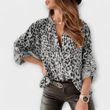 Luísa - Blusa Moderna Com Padrão de Leopardo