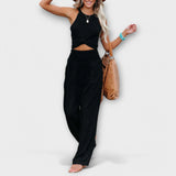 Celeste - Calças arejadas e com estilo