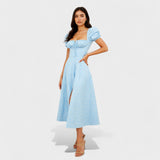 Helena - Vestido Verão com Decote Quadrado